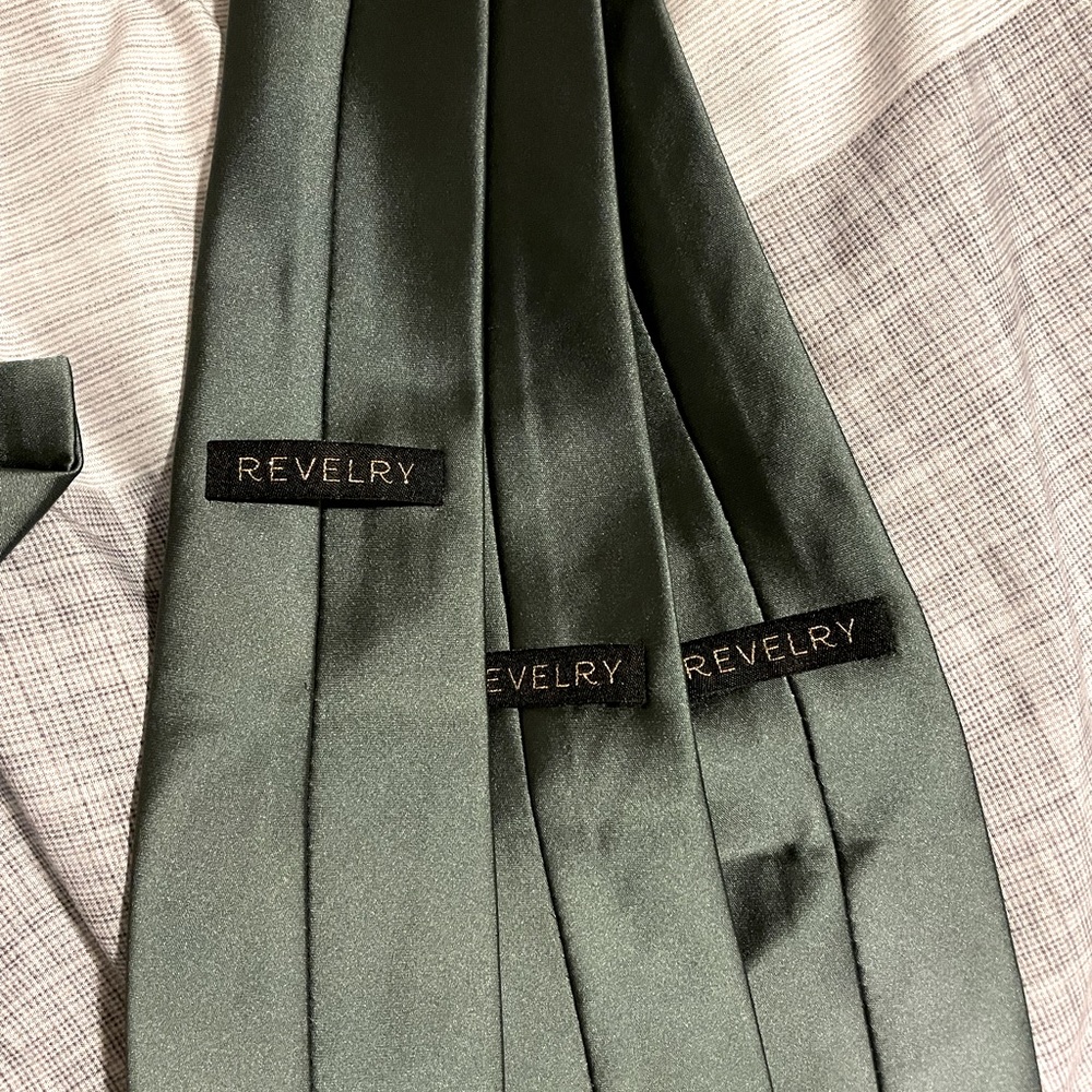 3 revelry satin ties for groomsmen eucalyptus color